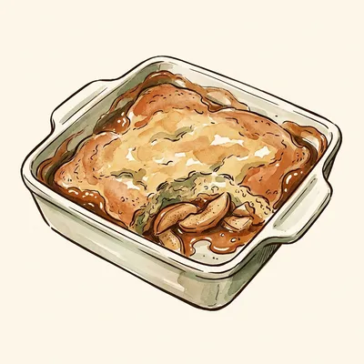 Illustration de Pouding chômeur aux pommes et à l'érable