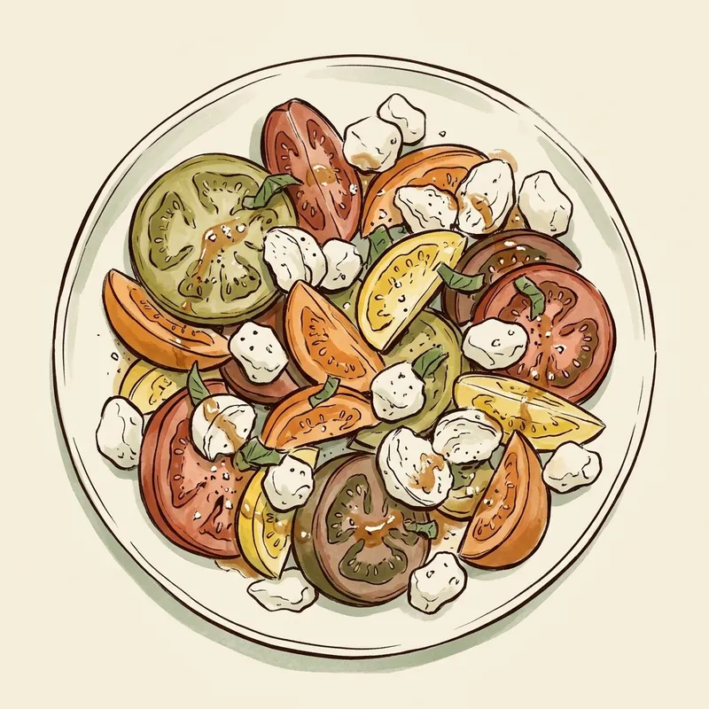 Illustrated depiction of Greenhouse Tomato & Cheese Curd Salad