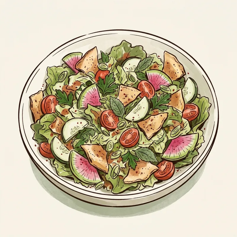 Illustrated depiction of Lebanese-Style Fattoush Salad