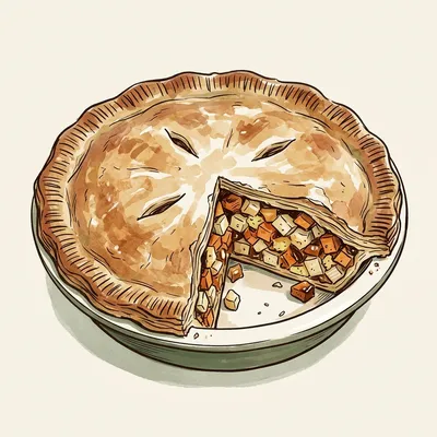 Illustrated depiction of Maple-Glazed Root Vegetable Tourtière